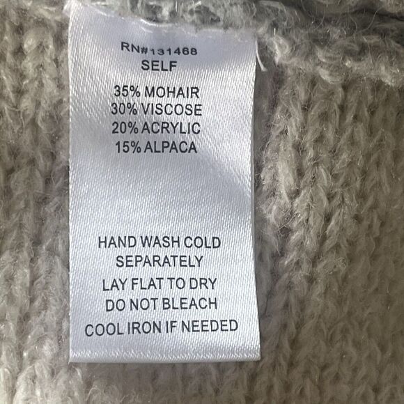BNDI Revolve Pullover Sweater Size S Mohair Alpaca Balloon Sleeve Gray Cream - Picture 9 of 9